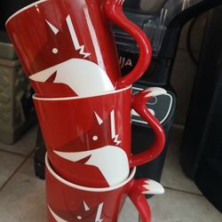 Starbucks Fox Coffee Mug 8 oz  Red Fox Tail Handle 2012