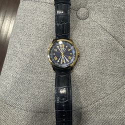 GUESS Men ‘s Blue Dial Blue Leather Band Analog Watch