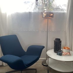 Authentic HBF "Dialogue" Mid-Century Modern Winged Lounge Chair - Blue