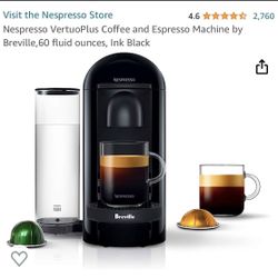 Nespressoaa VertuoPlus Coffee and Espresso Machine by Breville,60 fluid ounces, Ink Black Brand New in the box With all parts 