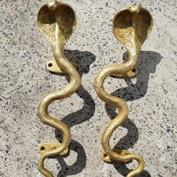 Brass Pair Of Snakes Door Handles