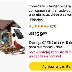 Smart Bird Feeder w/ Camera + Solar Panel 2K HD