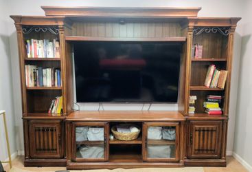 Large Wood Entertainment Center Wall Unit