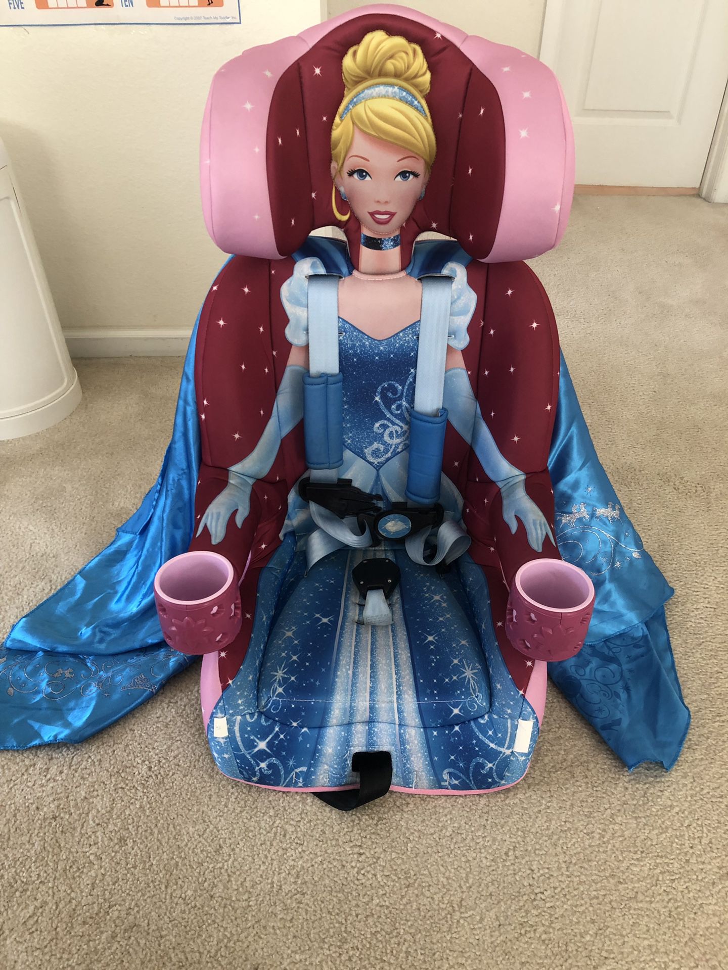 KidsEmbrace Combination Booster Car Seat, Disney Princess Cinderella, Pink