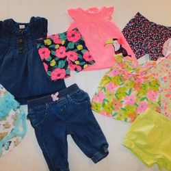 Baby Girls 0-3 Month Summer Shirts Shorts Pant Dress Bodysuit Clothes Lot