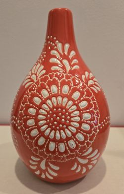 Pink Vase With Hand Painted Floral Design