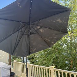 Grey patio Umbrella With Lights