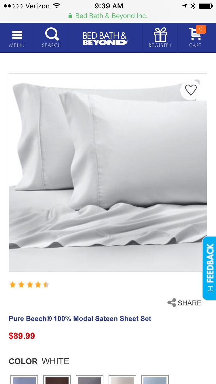 Pure Beech 100% Modal Sateen Full Sheet Set in White