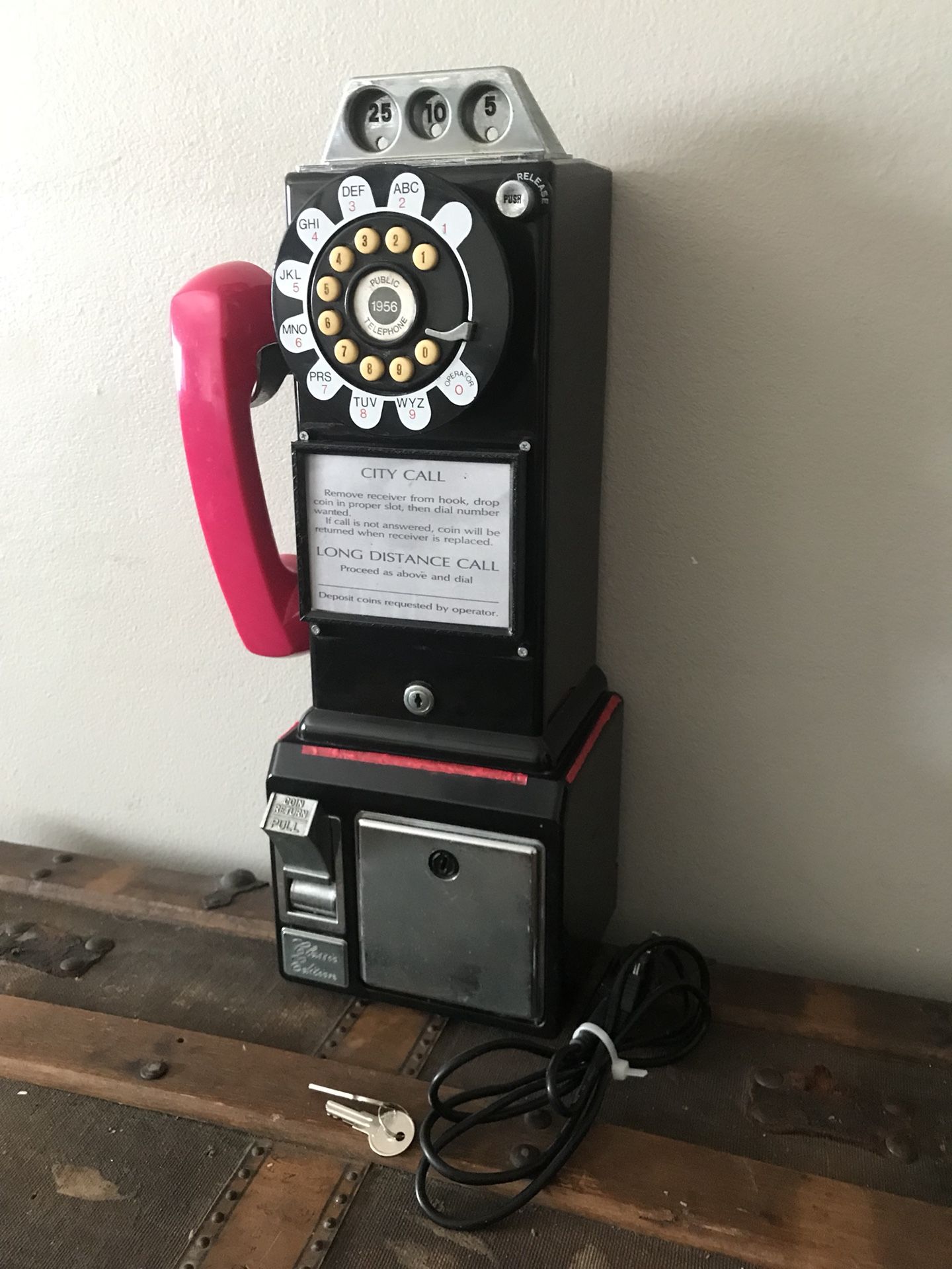 Vintage Pay Phone with Bluetooth Handset
