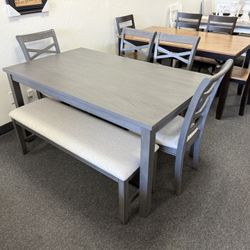 Dining Table Set With 4 Chairs And A Bench 