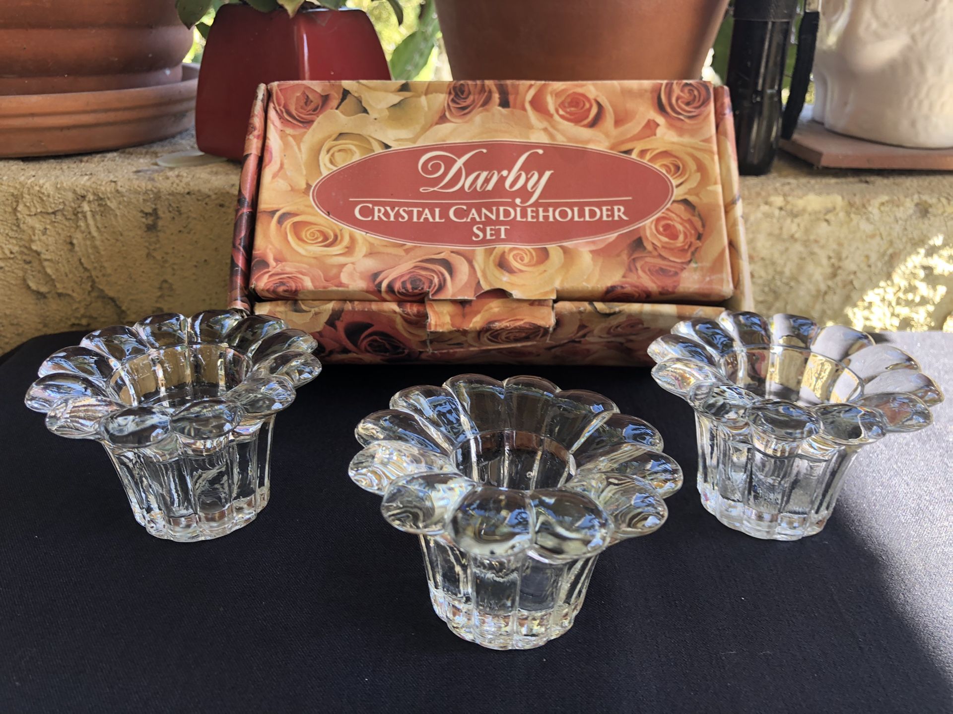 Set of 3 Crystal candleholders