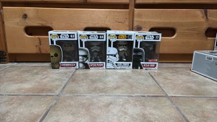 Star Wars Funko Pop Lot - Kylo Ren, Clone Trooper, Chewbacca & Captain Phasma