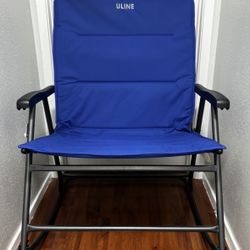 NEW ULINE XXL Folding Rocking Camp Chair Blue Heavy Duty Oversized