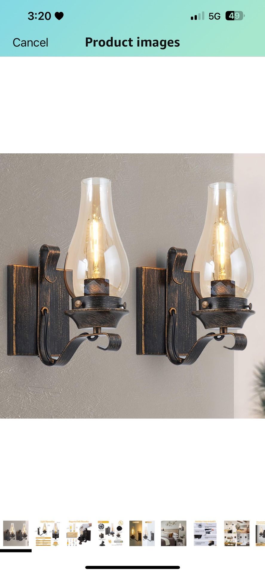 Wall Sconces Sets of 2, Oil Rubbed Bronze Hardwired Wall Sconce Indoor, Retro Rustic