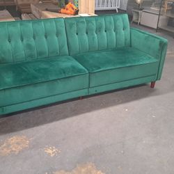 New Modern Green Velvet Futon Sofa See Pictures For Dimensions 