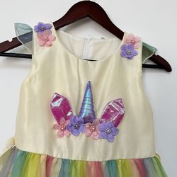 Unicorn Spring Easter Dress For Girl Age 7. Like New! Used Once. Pastel Colors Pretty Dress
