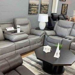 AramBrown Fabric Double Reclining Sofa with Center Drop-Down Cup Holders, Receptacles, Hidden Drawer and USB Ports
Homelegance