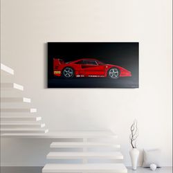 acrylic paintings original by artist on canvas Ferrari F40  Red Sport Car