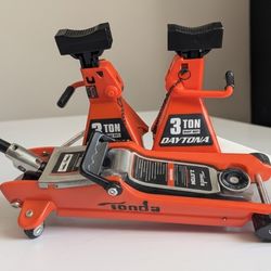 TONDA Low-Profile Car Jack — 2.5-Ton (5,000 lb) Hydraulic Floor Jack for Garage, Home, or Shop — 3.35" to 14.57" Lifting Range — Orange (Includes 3-To