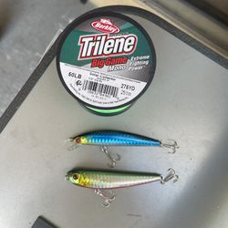 Braid Fishing Line And 2 Lures