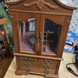 Oak jewelry box 23” by 13 x 7