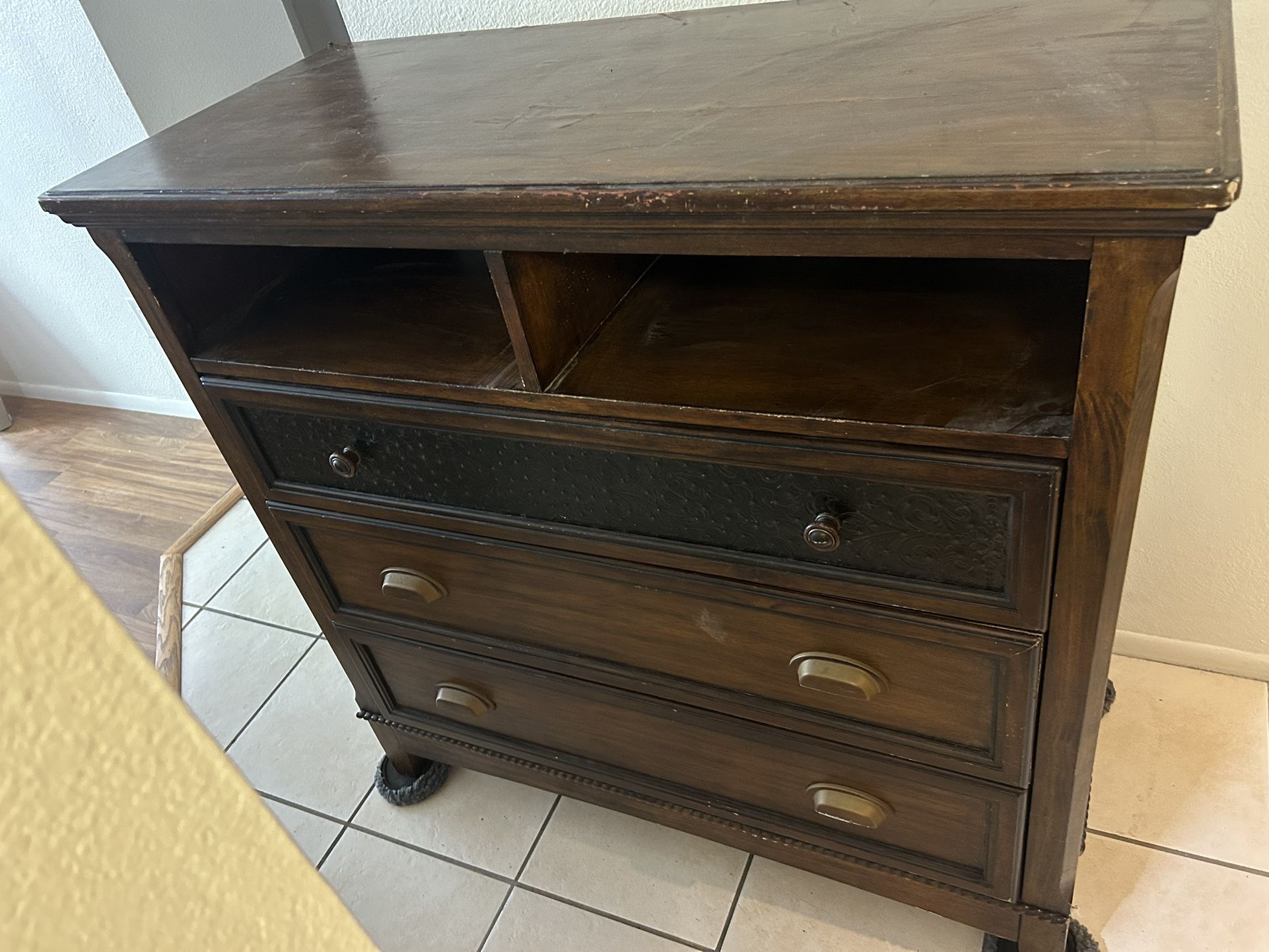 Chest To Refinish - Solid Wood - Embossed Plate Front