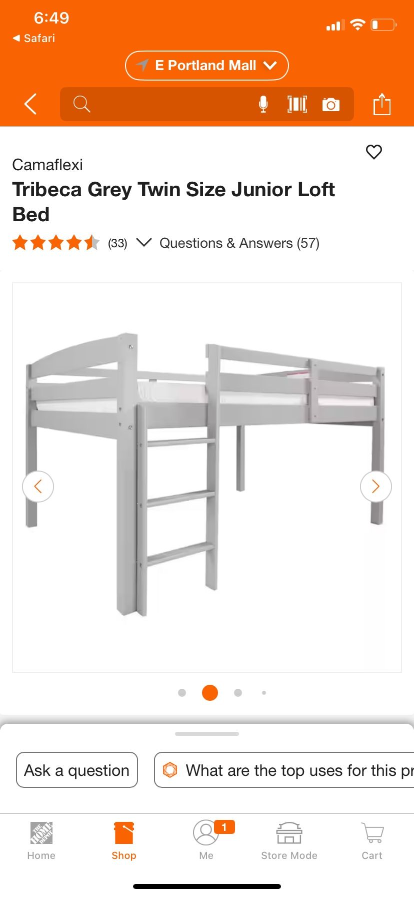 Tribeca Grey Twin Size Junior Loft Bed
