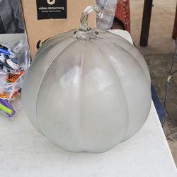 Large Clear Glass Pumpkin Decoration