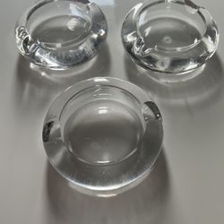 3 Small Glass Ashtrays 