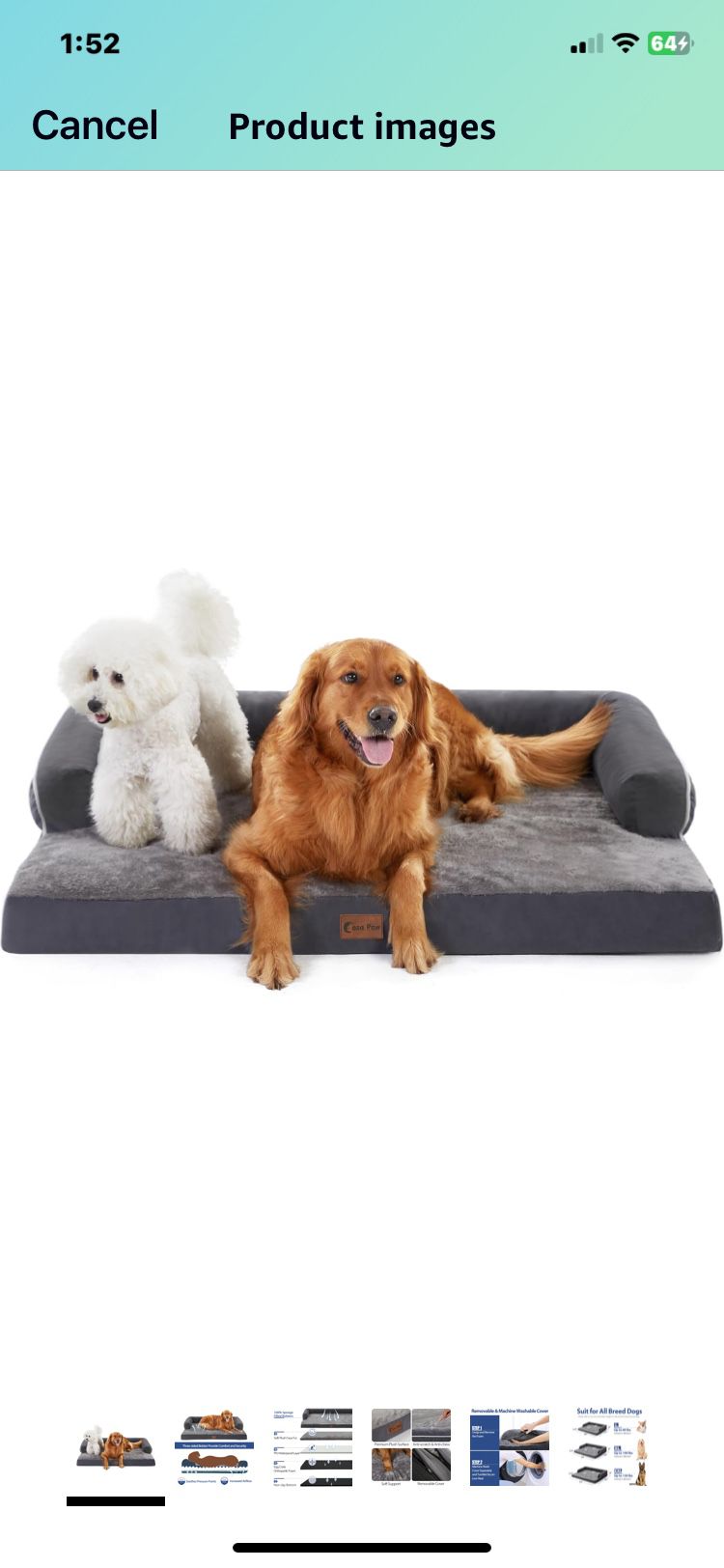 NEW ORTHOPEDIC SUPPORT DOG BED WITH HEAD/NECK SUPPORT BOLSTER XL 