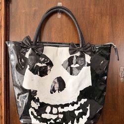 RARE The Misfits Iron Fist Skull Face Tote Shoulder Handbag Bag Purse