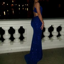 Royal Blue Sparkly Long Dress 