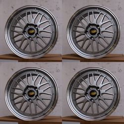 Set of 4 19x9.5J Hyper Black Wheels 5x112 ET35 CB66.6 Fits Mercedes C/E/CLS AMG Audi VW w/Rings