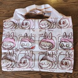 Labubu Pink  Foldable Reusable Shopping Bag with Small Pouch – Nylon