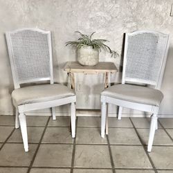 White Chairs Light Gray Cushion Cane Back Vintage Will Sell Separately $40 EACH