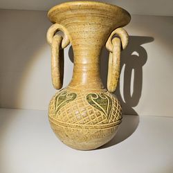 Vintage Ceramic Thai Asian Decorative Vase Rustic Primitive Clay Decor