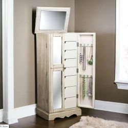 Hives and Honey Chelsea Jewelry Armoire Cabinet in Taupe Mist