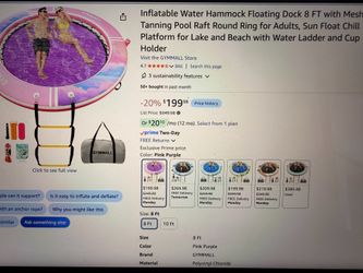 Brand new inflatable water hammock 8ft with accessories