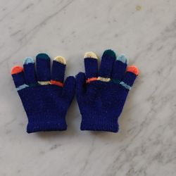 Blue Knit Toddler Gloves