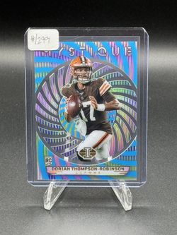 2023 Illusions Mystique Light Blue #10 Dorian Thompson-Robinson RC #/299