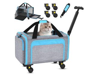 Pet carrier / cat soft carrier airline w/wheels