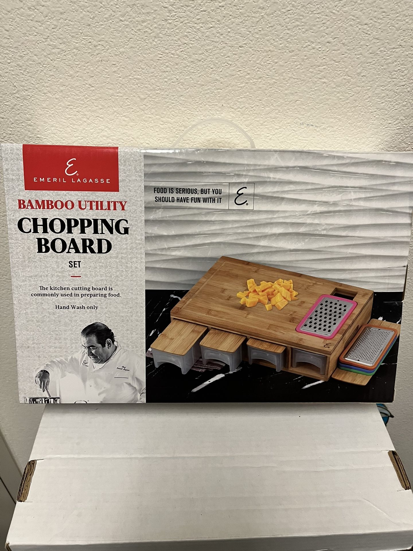 Emeril Lagasse - Bamboo Utility Chopping Board Set - (New) 16" X 11.5" X 4"