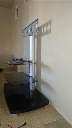 TV stand with glass shelves