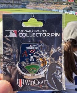 2026 Los Angeles LA Dodgers Opening Day Pin Stadium Arizona DBacks Movin Hot Dog