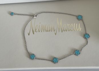 AGATE ALHAMBRA BLUE SIX FIVE lucky LEAF NECKLACE 16" 18" NEW ITALY