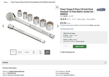 Power Torque 8 Piece 3/8” Drive Metric