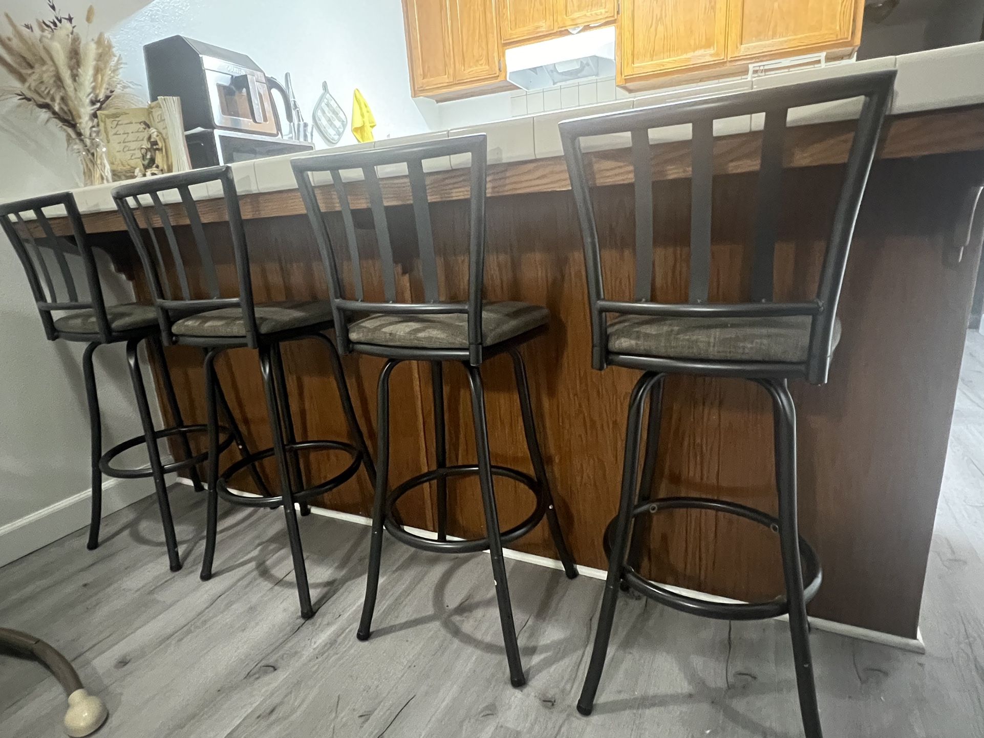 4 Metallic Bar Chairs Rotating Chairs 