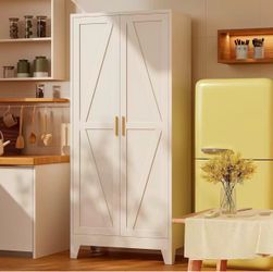 61" H White Storage Cabinet,Metal Pantry Cabinets with Doors,Tall Cabinet,Kitchen Pantry Storage Cabinets(MZ06WH03)