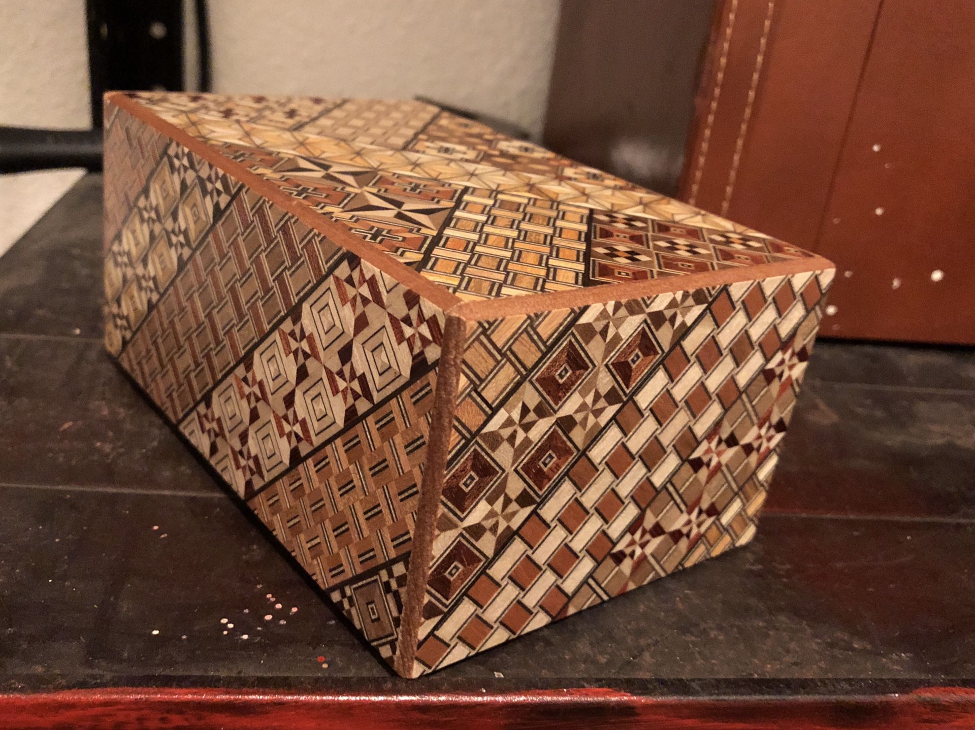 Vintage Japanese Puzzle Box w/ interior nesting box and secret drawer