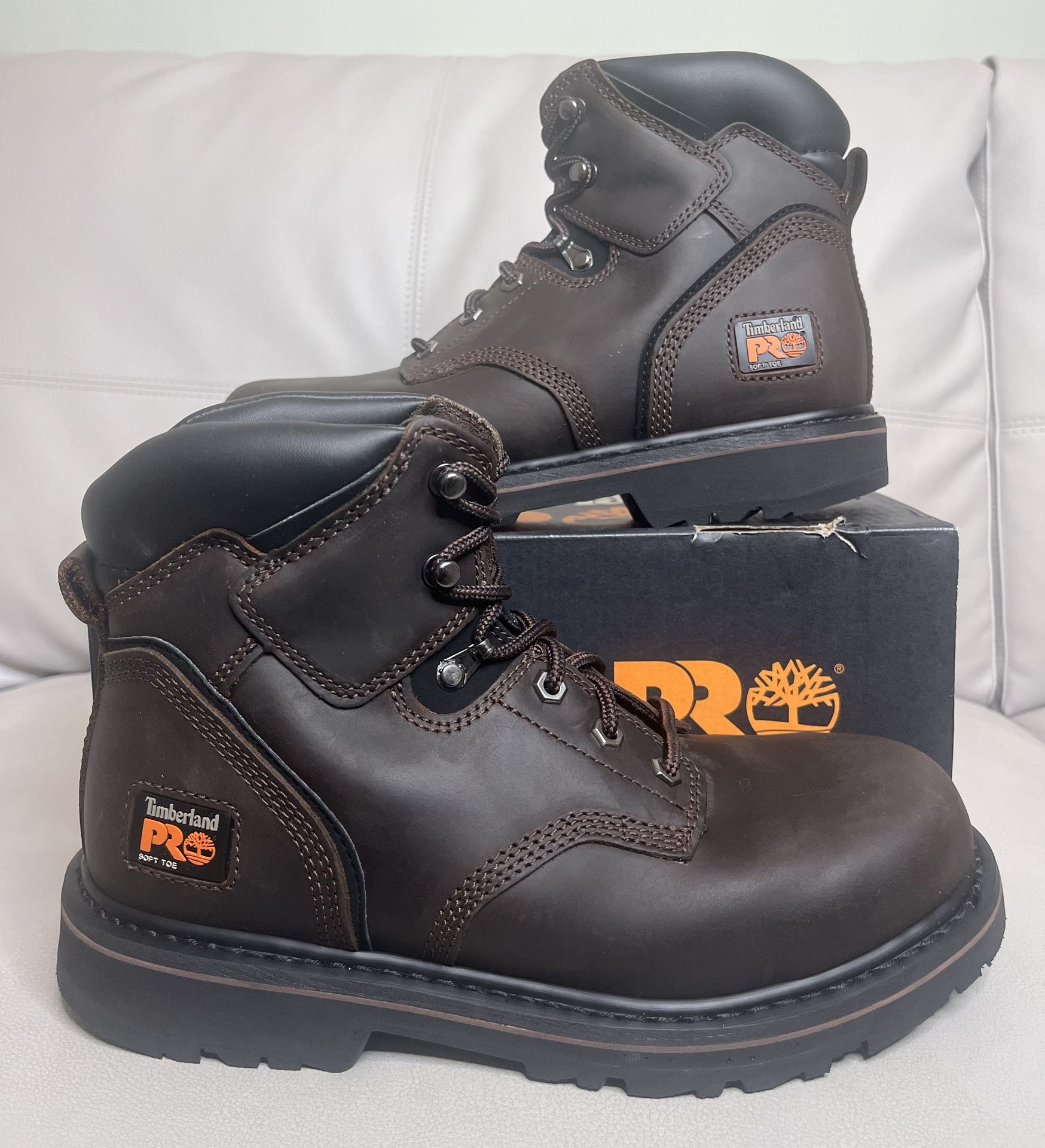 Timberland PRO Pit Boss Brown Soft Toe 6 Inch Boots Shoes Men’s Size 8